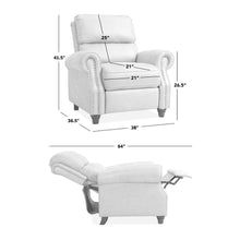 ProLounger Bustle-Back Pushback Recliner with Nailheads in Brown Linen