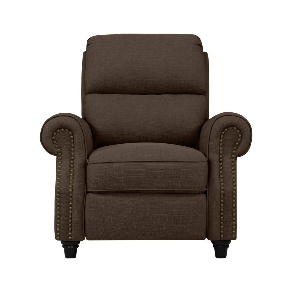 ProLounger Bustle-Back Pushback Recliner with Nailheads in Brown Linen