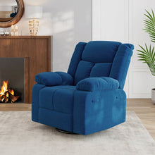 ProLounger Swivel Glider Recliner in Blue Velvet with Pillow Top Arms