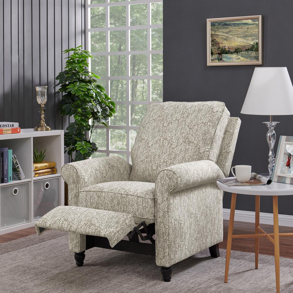 ProLounger Pushback Recliner in Taupe Coral Print