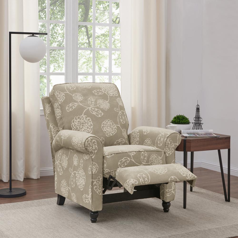 ProLounger Pushback Recliner in Taupe Floral Print