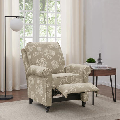 ProLounger Pushback Recliner in Taupe Floral Print