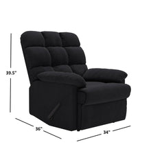 ProLounger Wall Hugger Recliner in Black Microfiber with Square Tufted Back