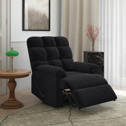 ProLounger Wall Hugger Recliner in Black Microfiber with Square Tufted Back