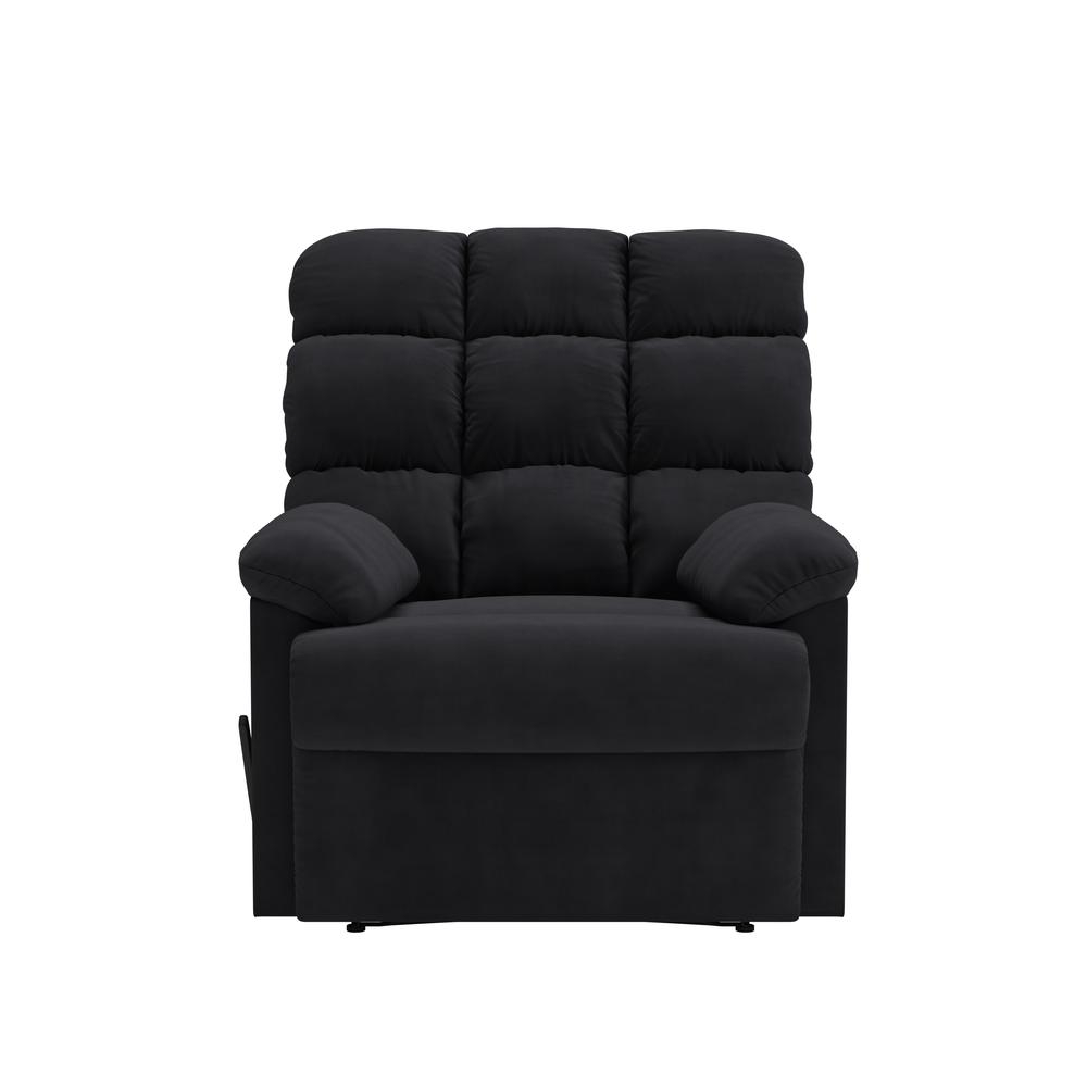 ProLounger Wall Hugger Recliner in Black Microfiber with Square Tufted Back