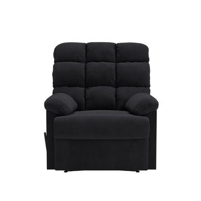 ProLounger Wall Hugger Recliner in Black Microfiber with Square Tufted Back