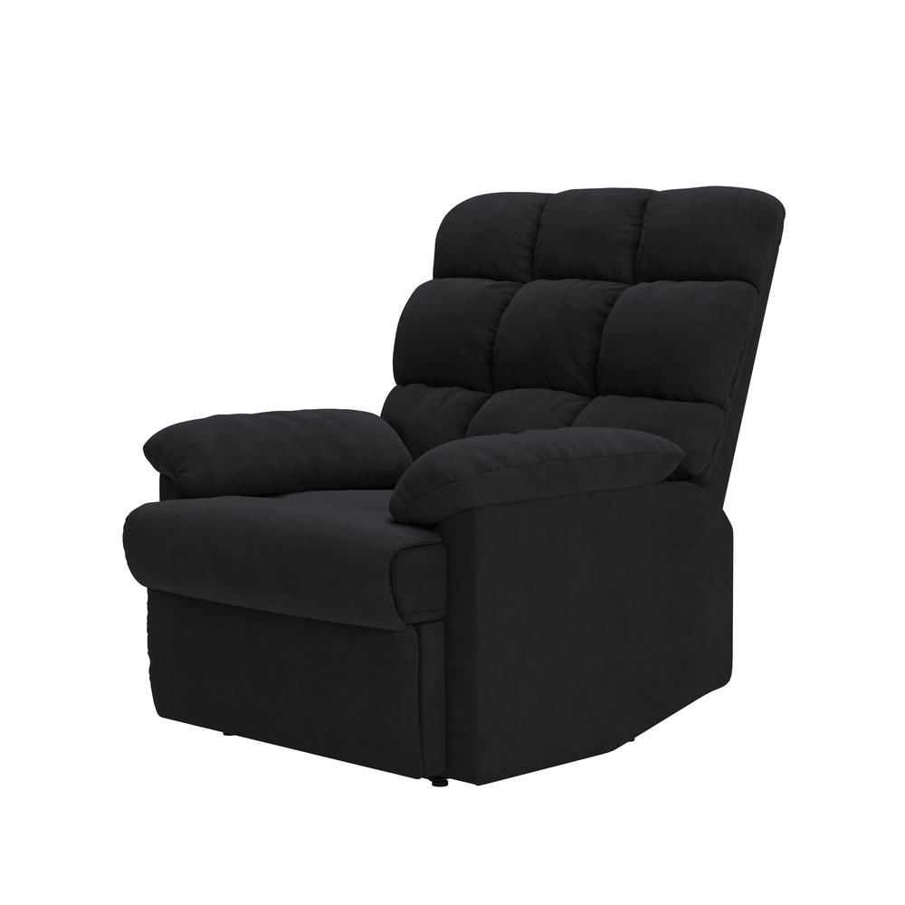 ProLounger Wall Hugger Recliner in Black Microfiber with Square Tufted Back