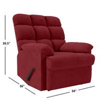 ProLounger Wall Hugger Recliner in Red Microfiber with Square Tufted Back