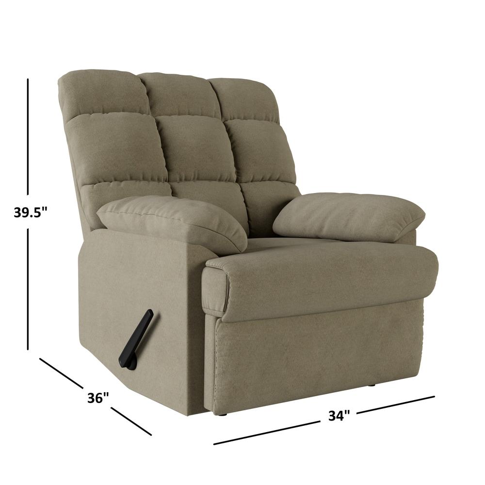 ProLounger Wall Hugger Recliner in Sage Microfiber with Square Tufted Back