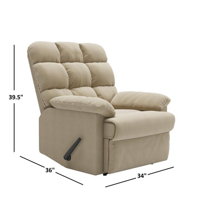 ProLounger Wall Hugger Recliner in Khaki Microfiber with Square Tufted Back