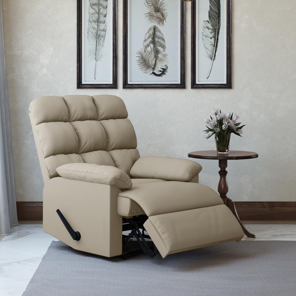 ProLounger Wall Hugger Recliner in Khaki Microfiber with Square Tufted Back