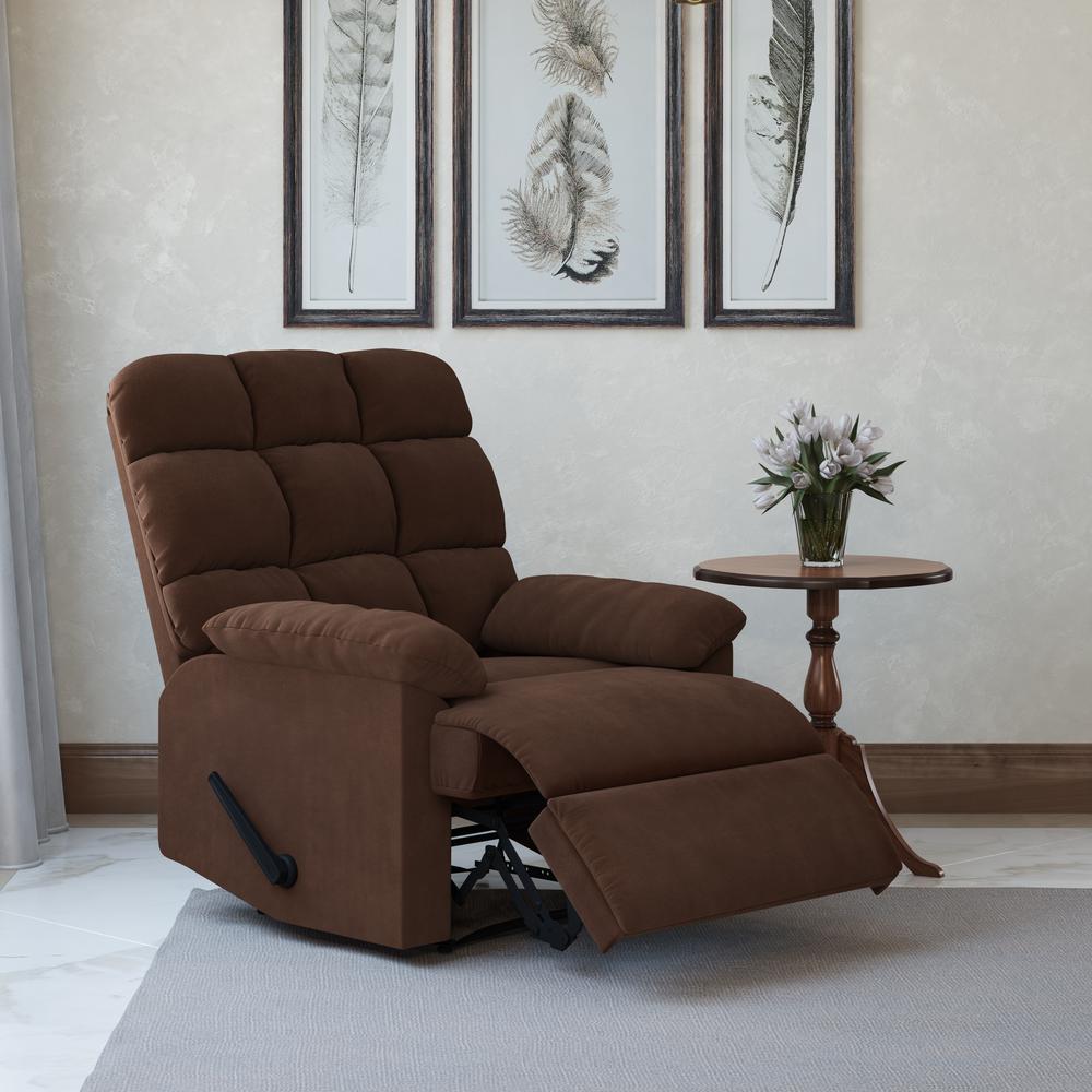 ProLounger Wall Hugger Recliner in Brown Microfiber with Square Tufted Back