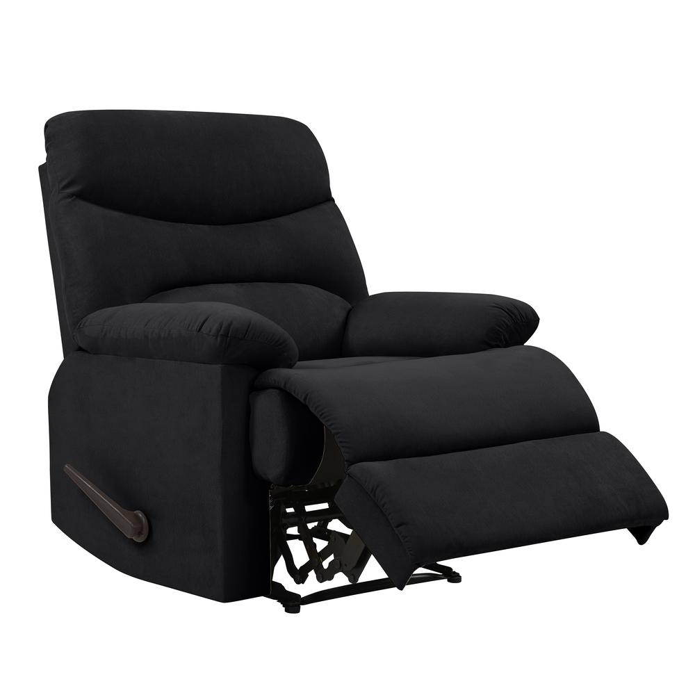 ProLounger Wall Hugger Recliner in Black Microfiber with Stitched Back