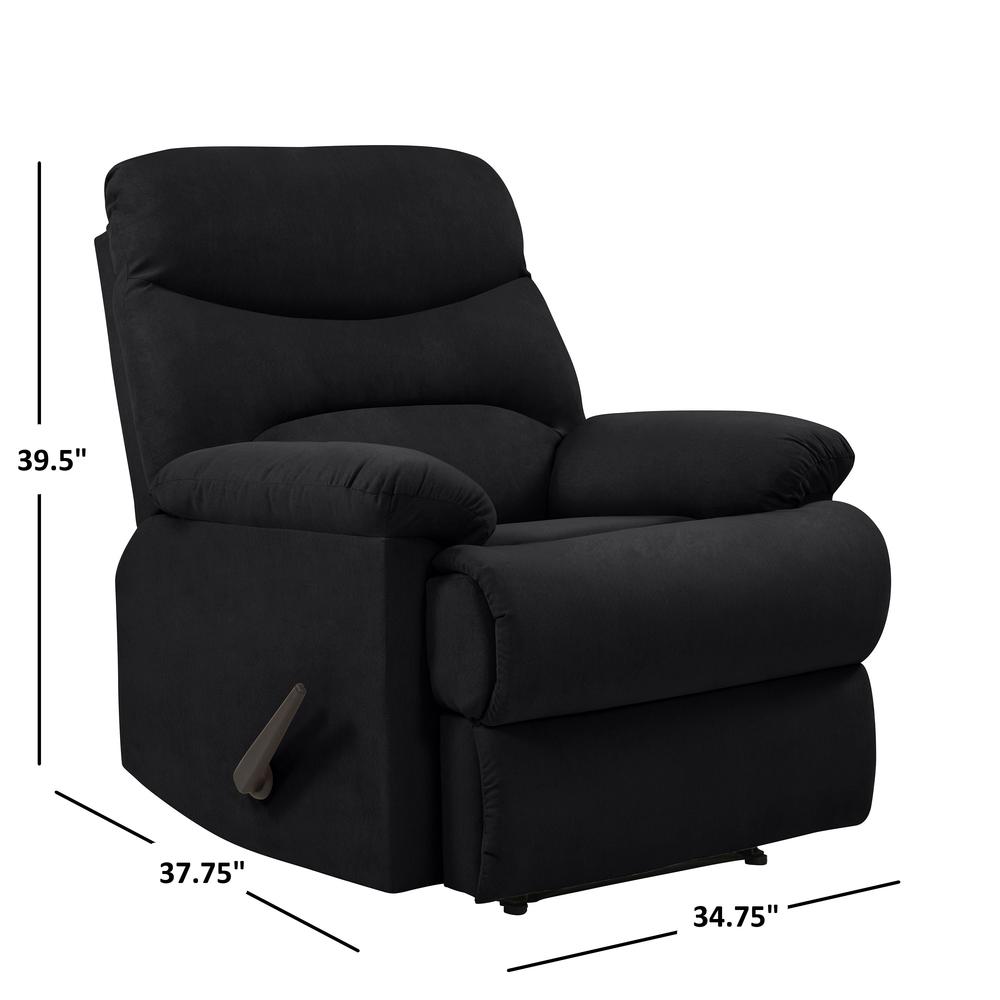 ProLounger Wall Hugger Recliner in Black Microfiber with Stitched Back
