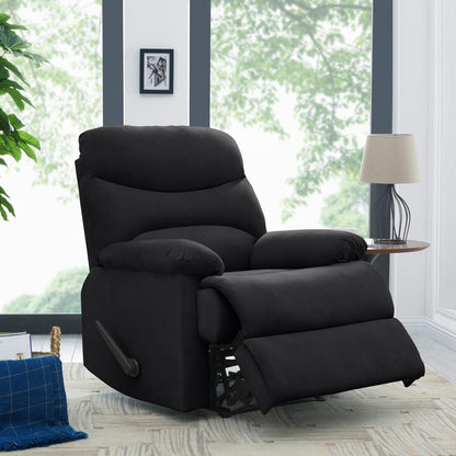 ProLounger Wall Hugger Recliner in Black Microfiber with Stitched Back