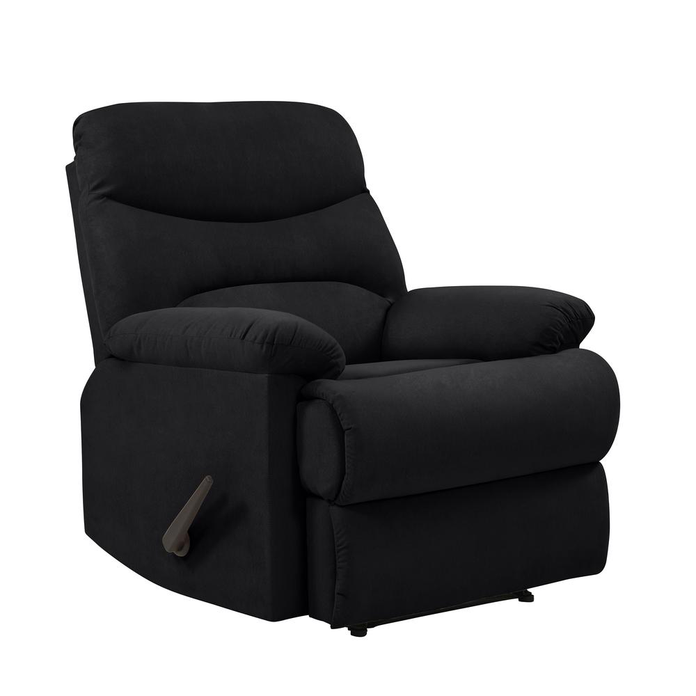 ProLounger Wall Hugger Recliner in Black Microfiber with Stitched Back