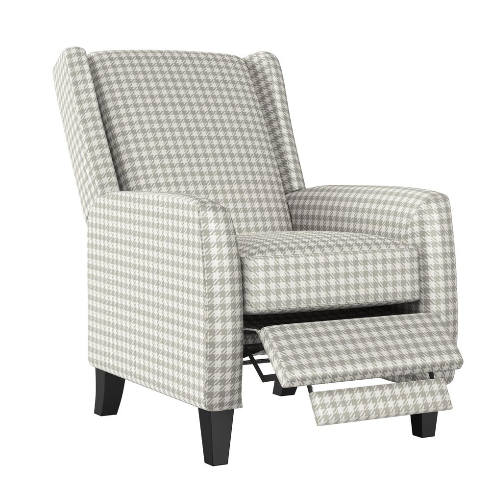ProLounger Pushback Recliner in Grey Houndstooth Linen