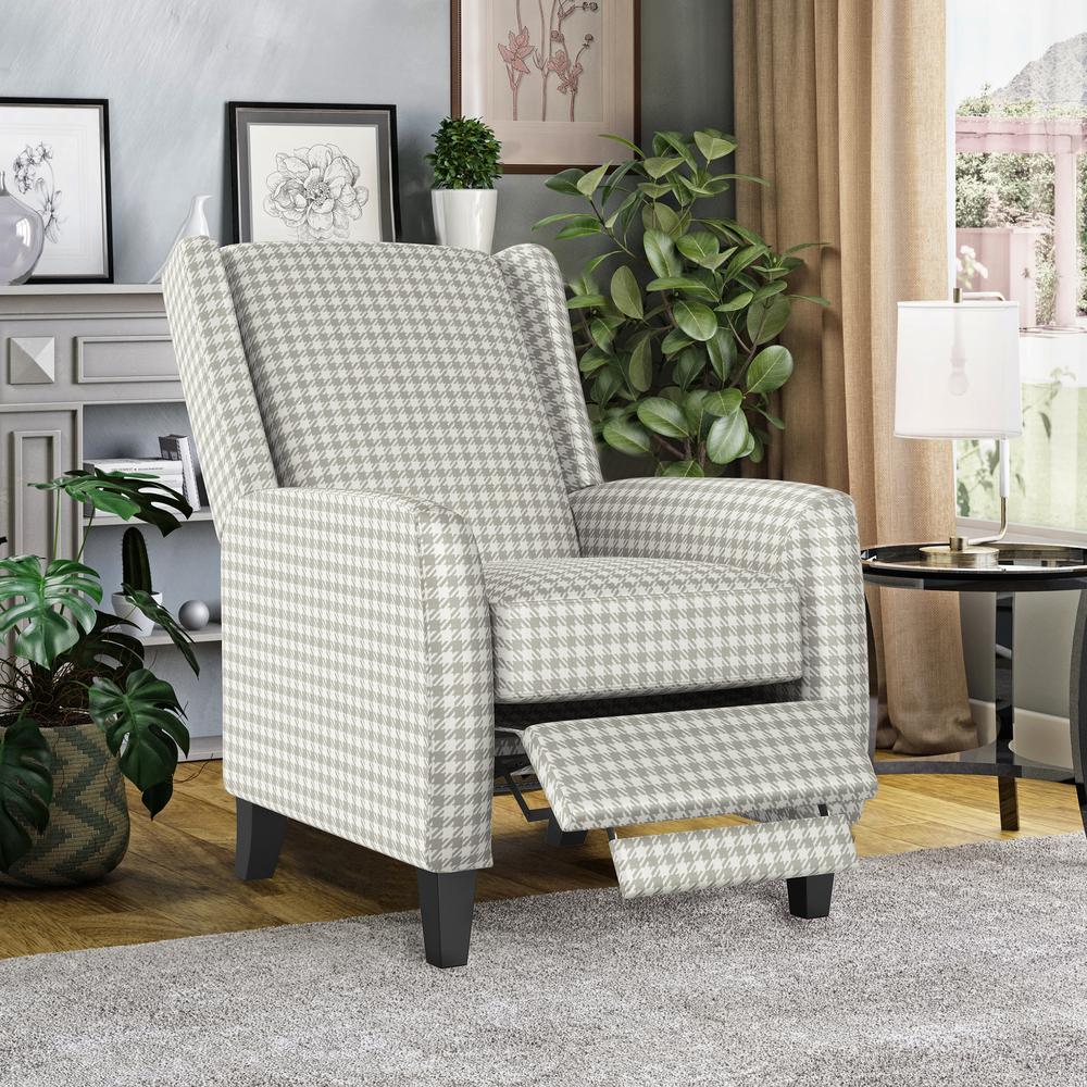 ProLounger Pushback Recliner in Grey Houndstooth Linen