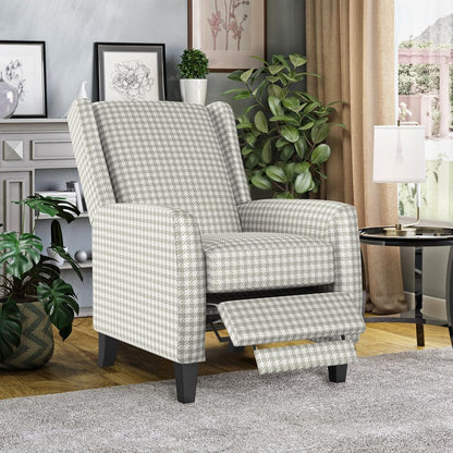 ProLounger Pushback Recliner in Grey Houndstooth Linen