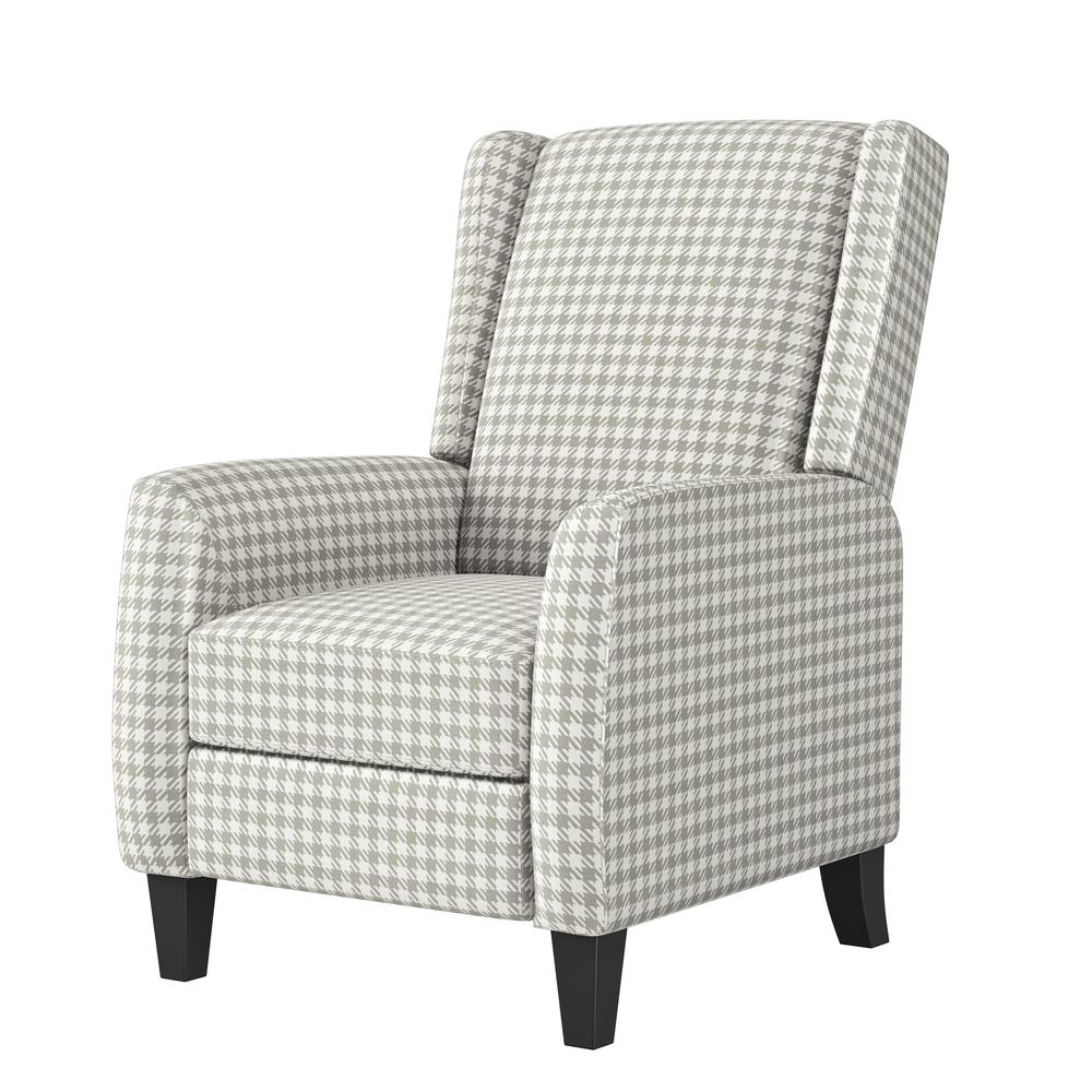 ProLounger Pushback Recliner in Grey Houndstooth Linen