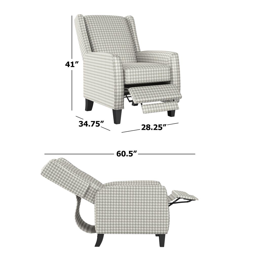 ProLounger Pushback Recliner in Grey Houndstooth Linen