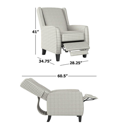ProLounger Pushback Recliner in Grey Houndstooth Linen