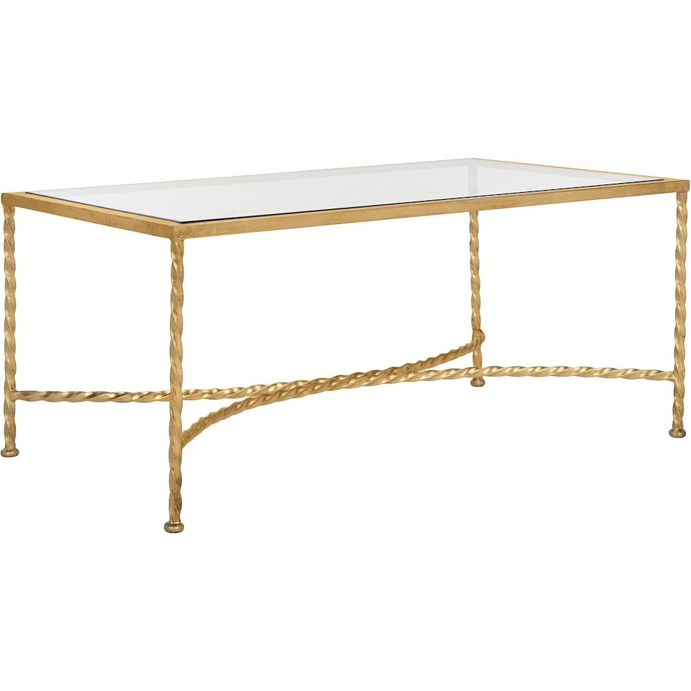 American Homes Collection Matilda Gold Leaf Glass Couture Coffee Table