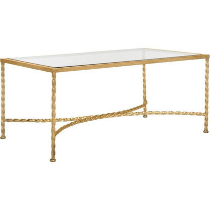 American Homes Collection Matilda Gold Leaf Glass Couture Coffee Table