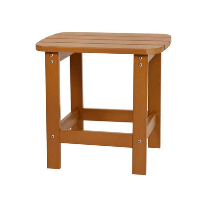 All-Weather Poly Resin Wood Adirondack Side Table in Teak