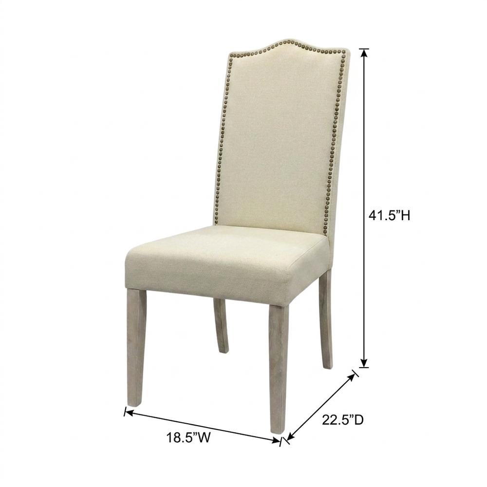 Rubberwood Parsons Dining Chair with Linen Seat, Natural Driftwood, Linen