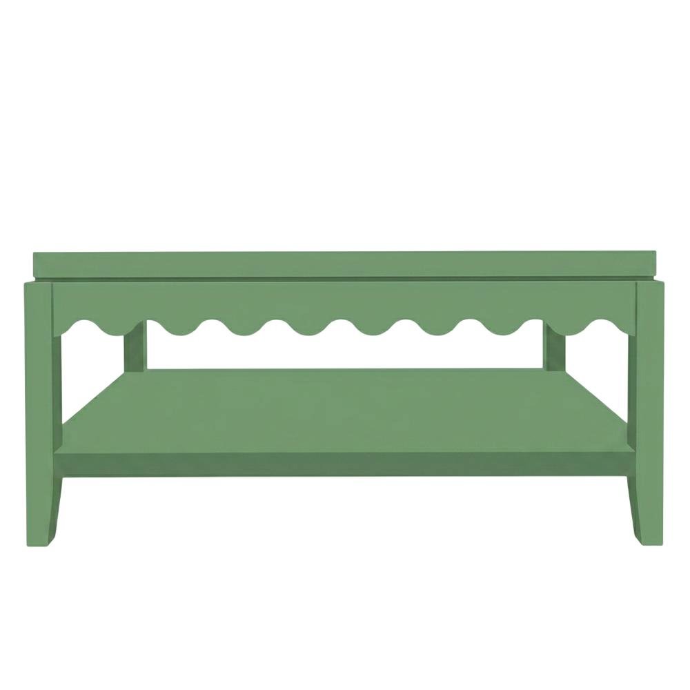 Rectangular Mango Wood Coffee Table with Lower Shelf and Sea Grass Finish