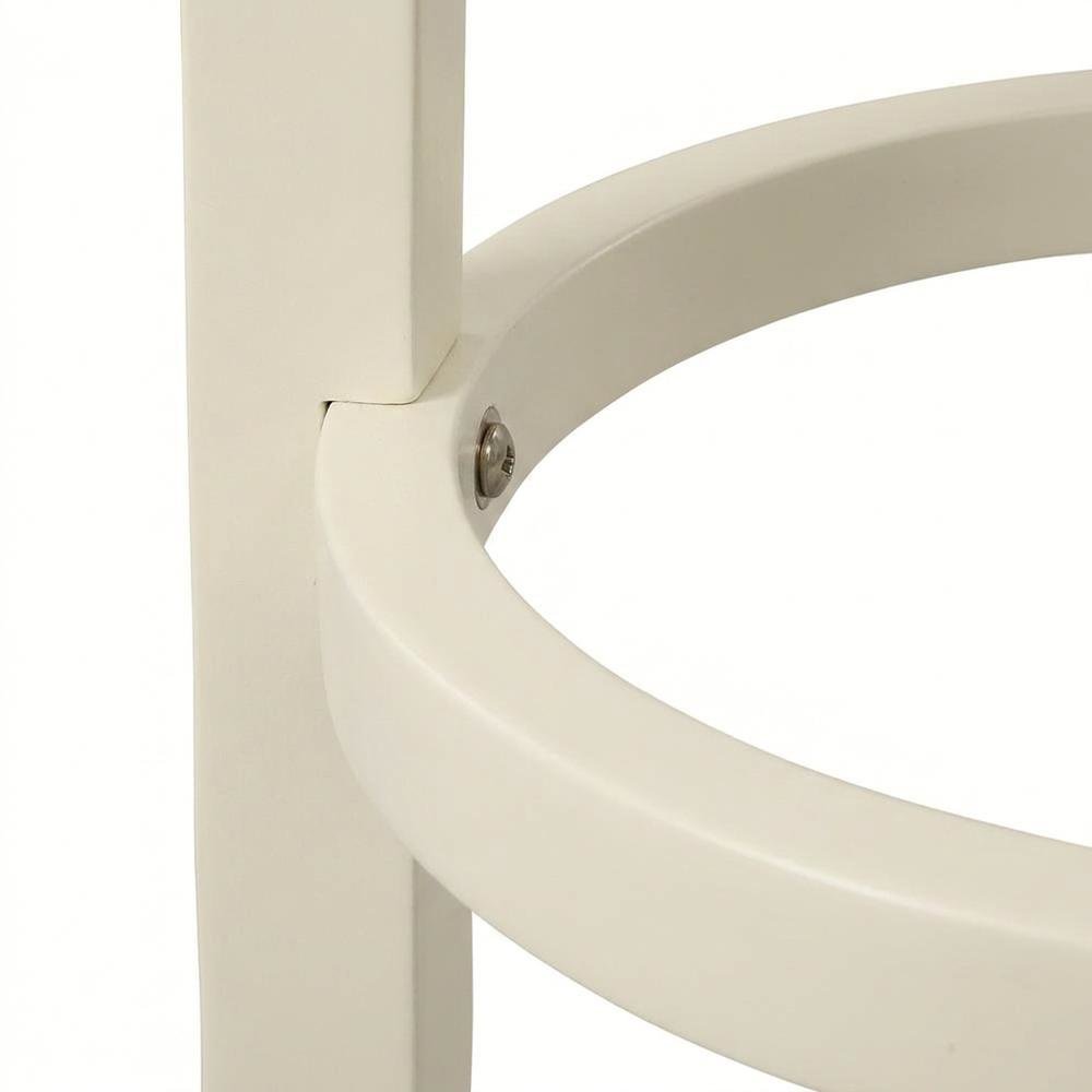 Rubberwood Swivel Barstool with Rush Seat, Antique White, Kraft Brown