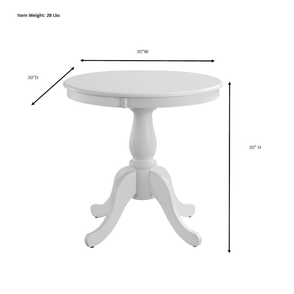 Fairview 30" Pedestal Dining Table with 2 Vera Dining Chairs - Whitewash