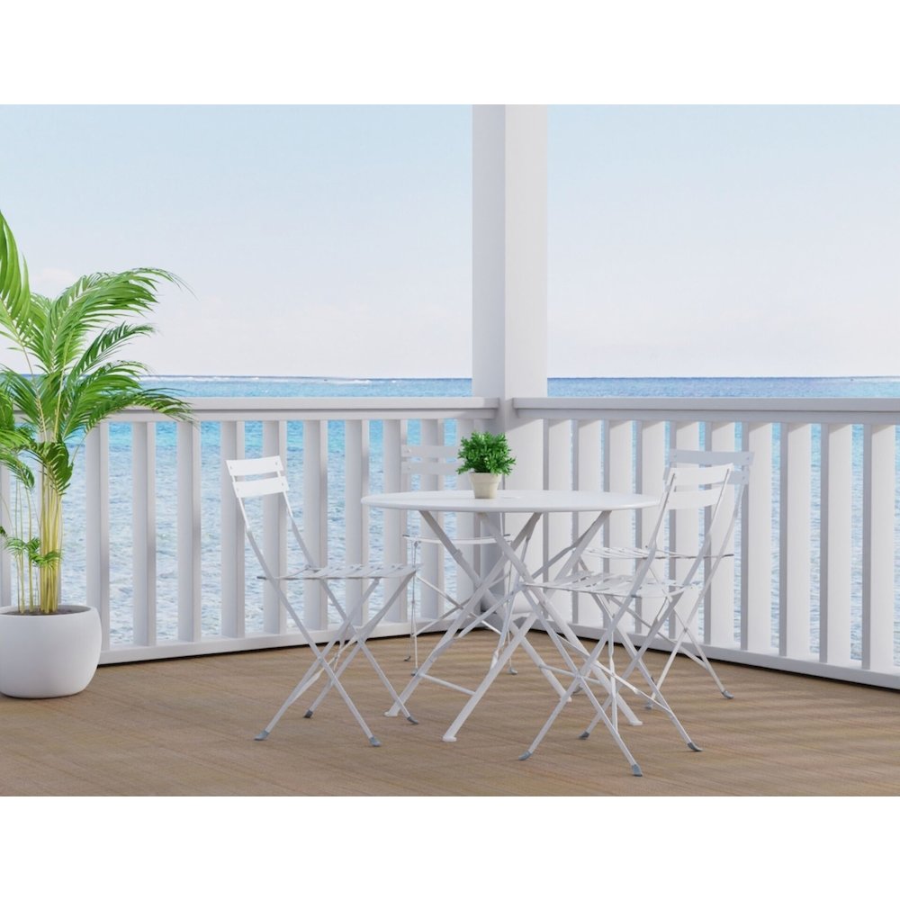 Bistro Folding Outdoor Chair Set - Set of 2 - White