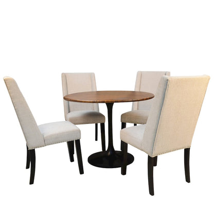 40" Round Dining Table and 4 Laurant Upholstered Dining Chairs