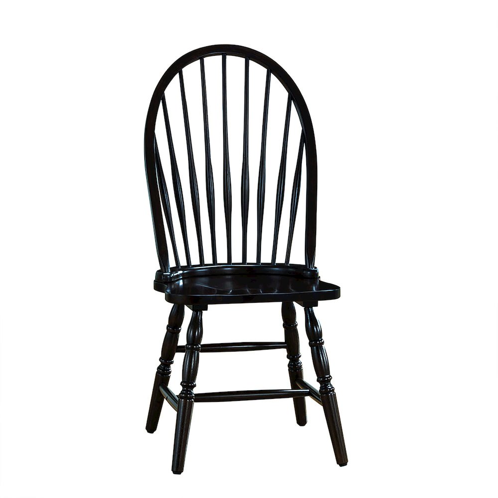 Fairview 36" Pedestal Dining Table with 4 Windsor Dining Chairs - Antique Black