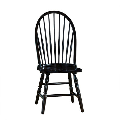 Fairview 36" Pedestal Dining Table with 4 Windsor Dining Chairs - Antique Black