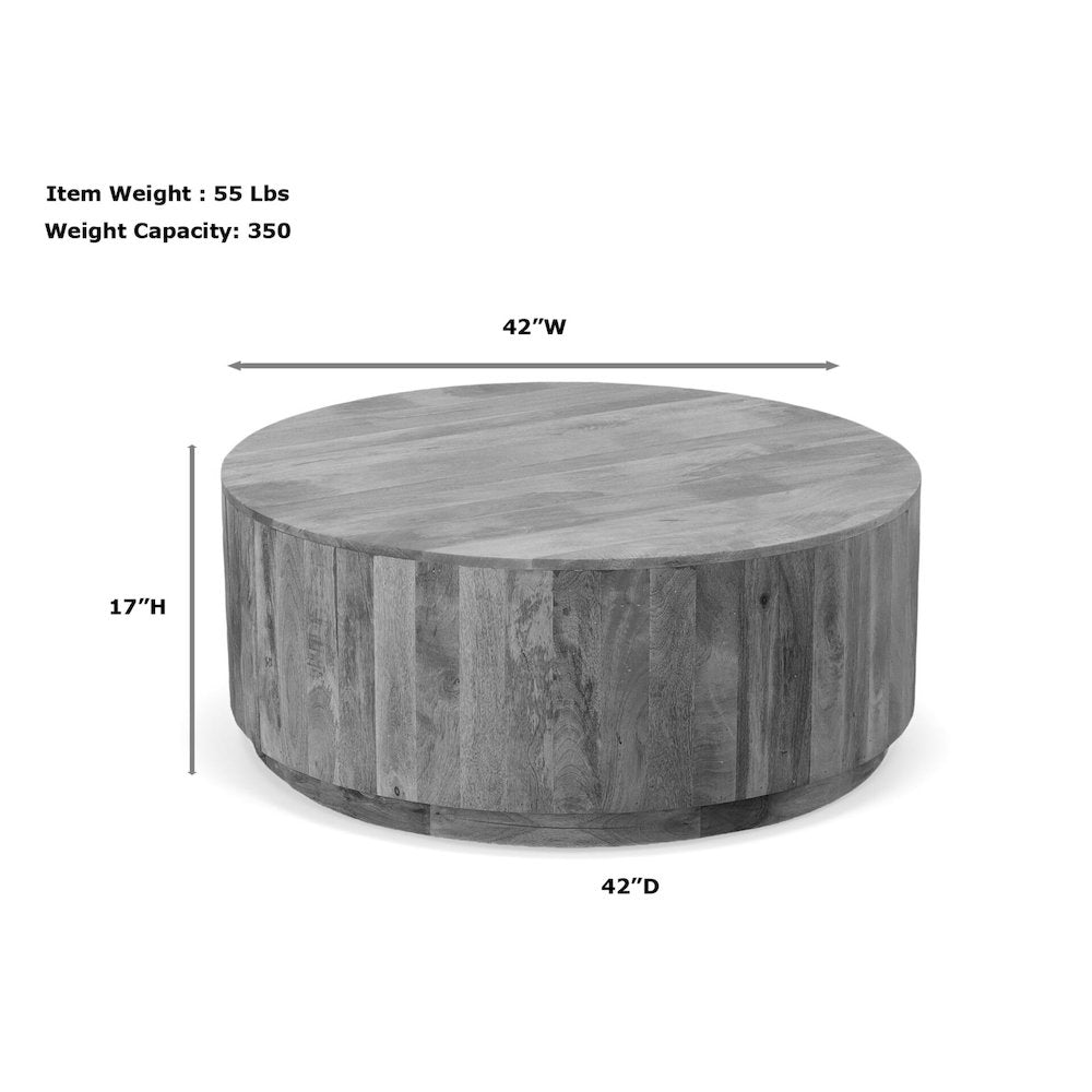Tamia 42" Round Wooden Coffee Table - Natural