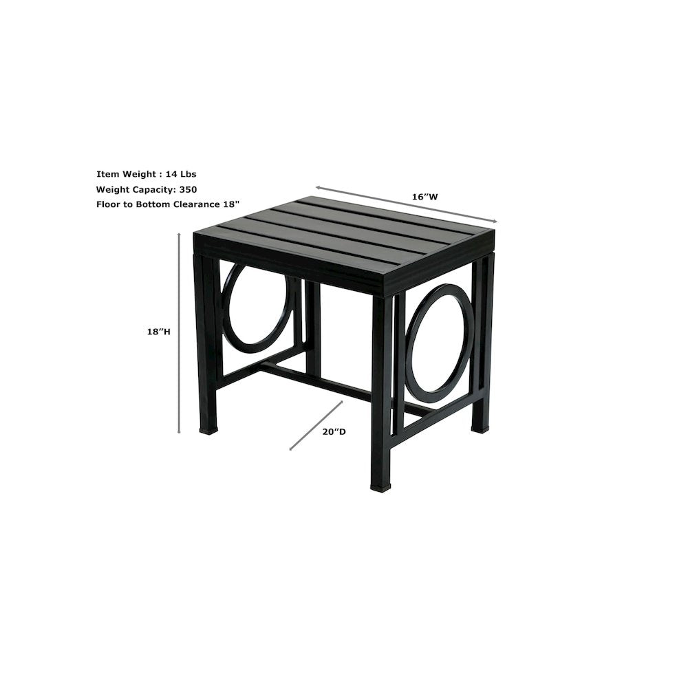Gramercy Outdoor Bench and Side Table - Black