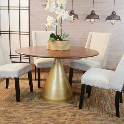 Gio 54" Pedestal Dining Table and 4 Laurant Upholstered Dining Chairs