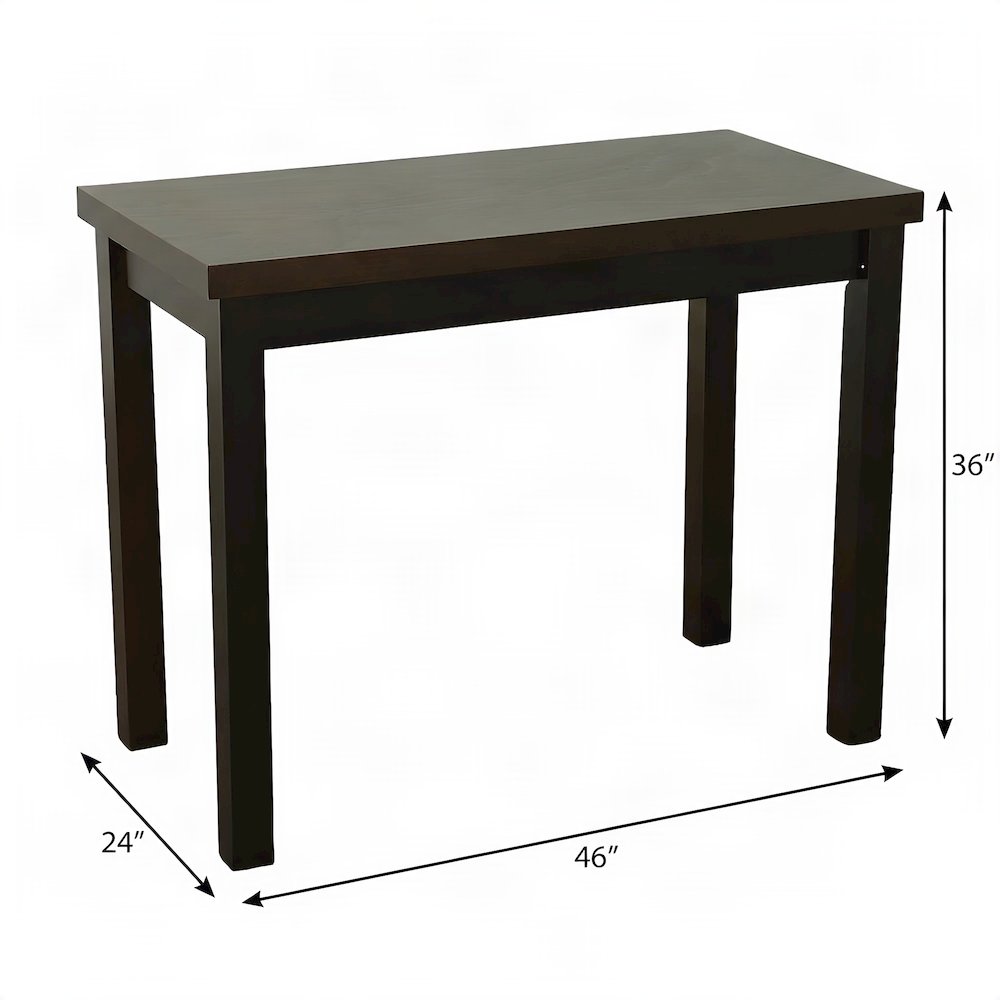 FurniFact Pub Table with Thick Top and Solid Rubberwood Legs, Espresso