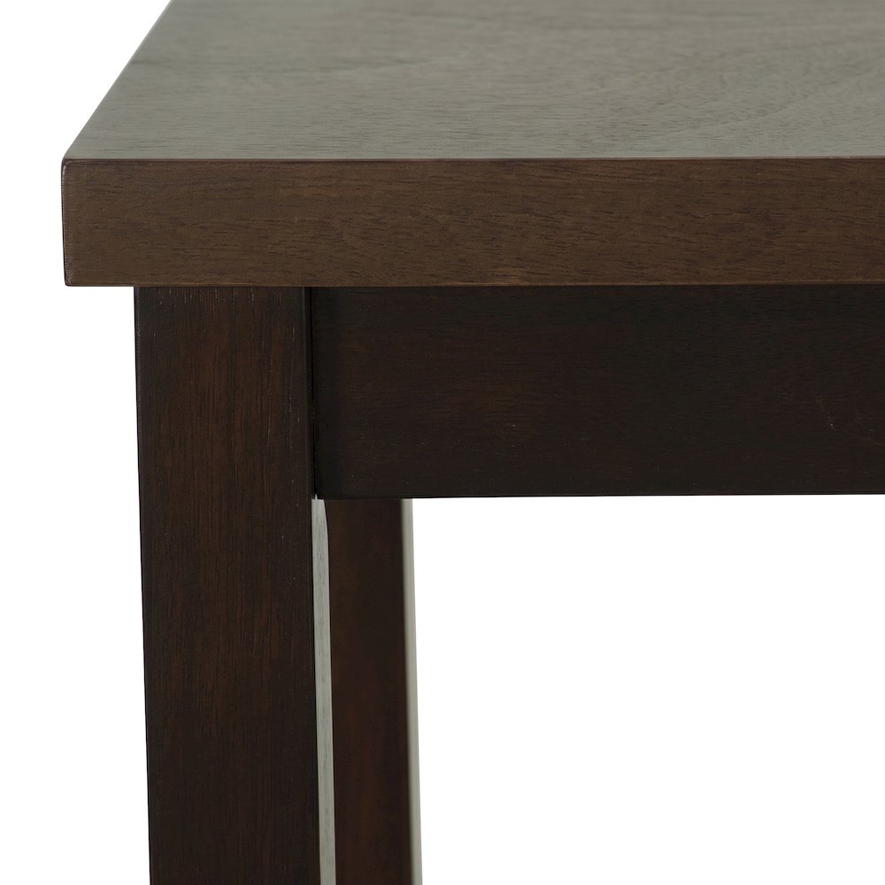 FurniFact Pub Table with Thick Top and Solid Rubberwood Legs, Espresso