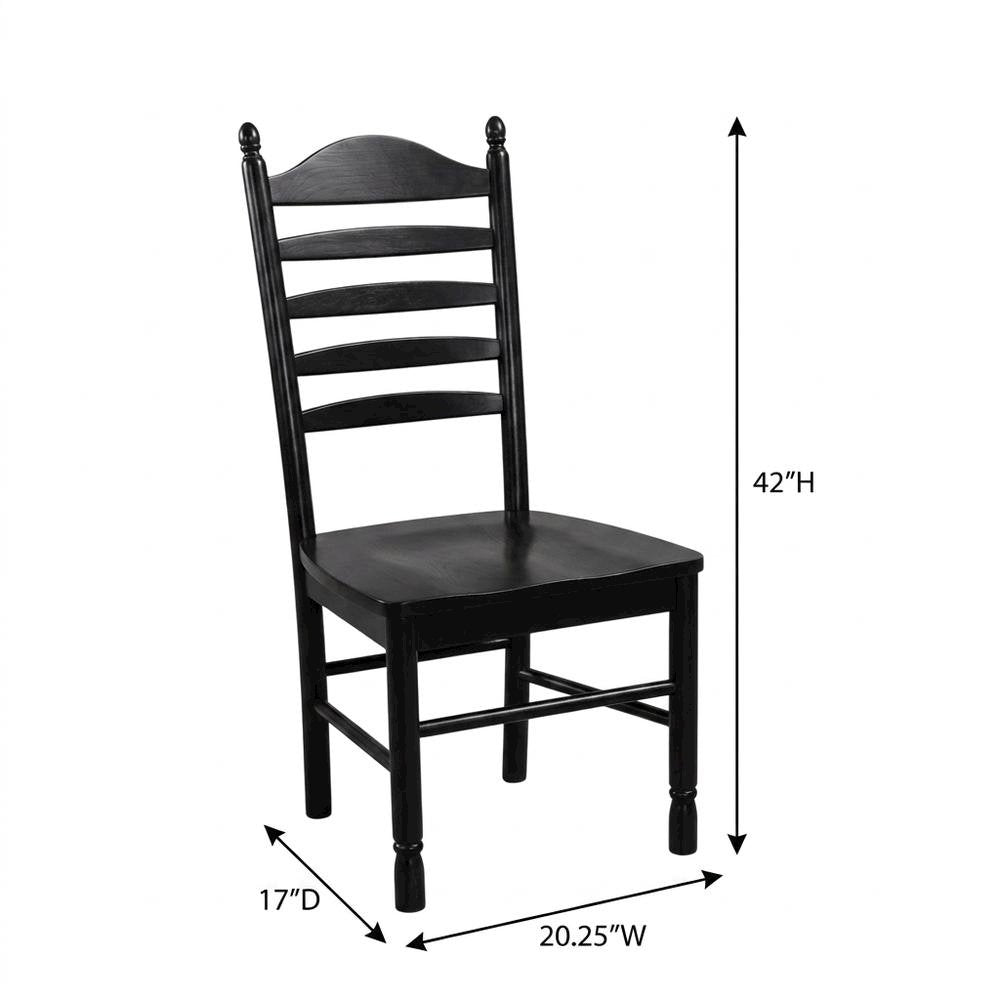 Rubberwood Farmhouse Dining Chair with Ladder Back, Antique Black