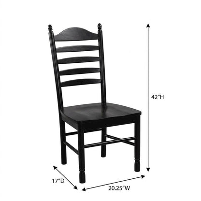 Rubberwood Farmhouse Dining Chair with Ladder Back, Antique Black