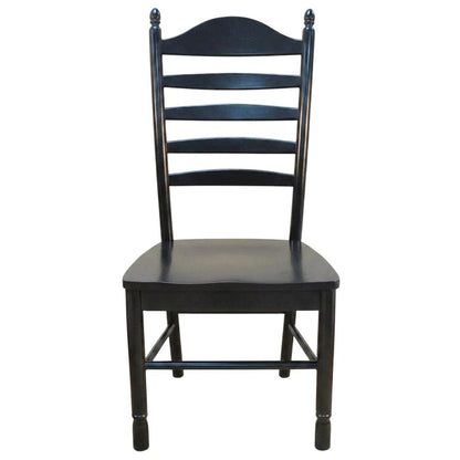 Rubberwood Farmhouse Dining Chair with Ladder Back, Antique Black