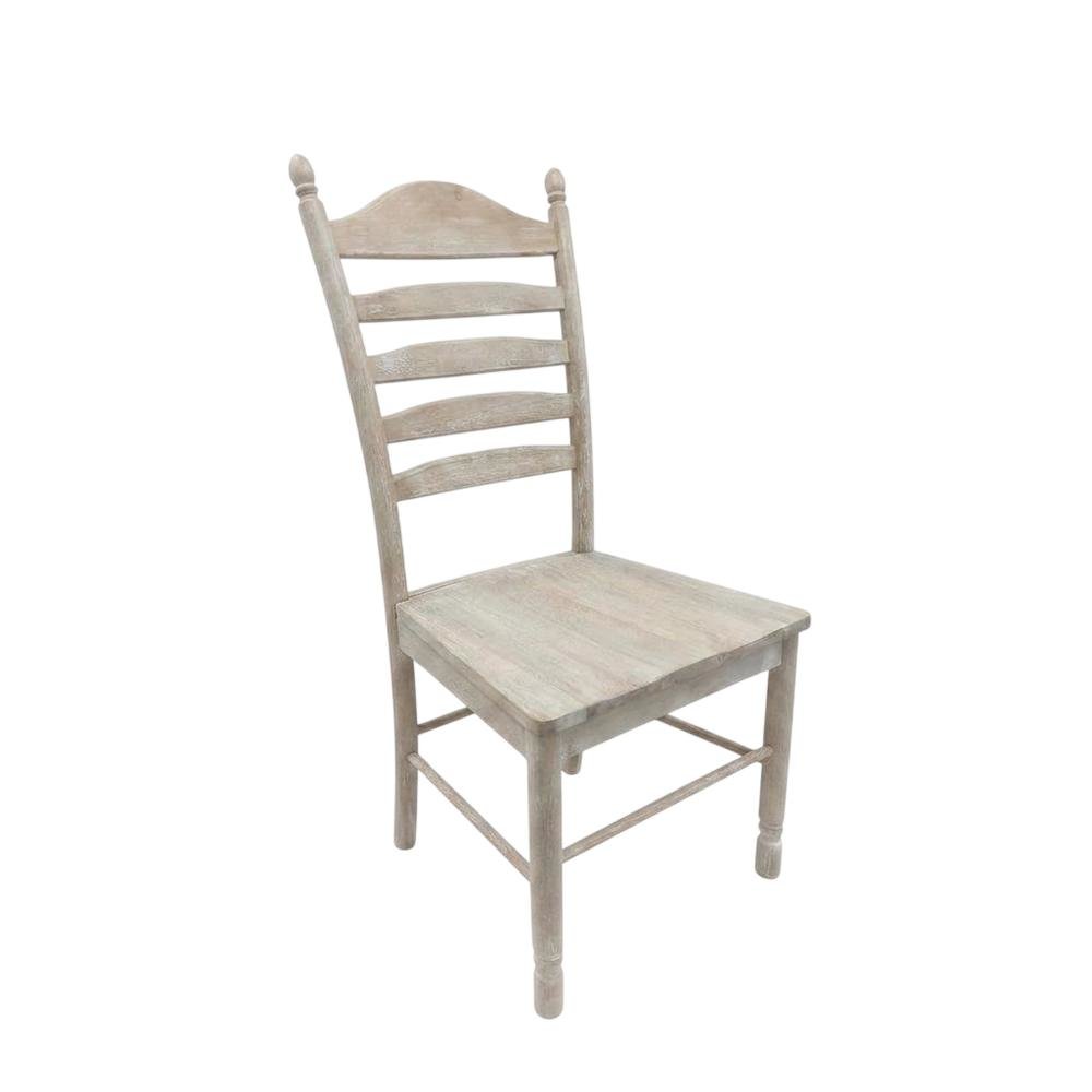 Rubberwood Farmhouse Dining Chair with Ladder Back, Natural Driftwood