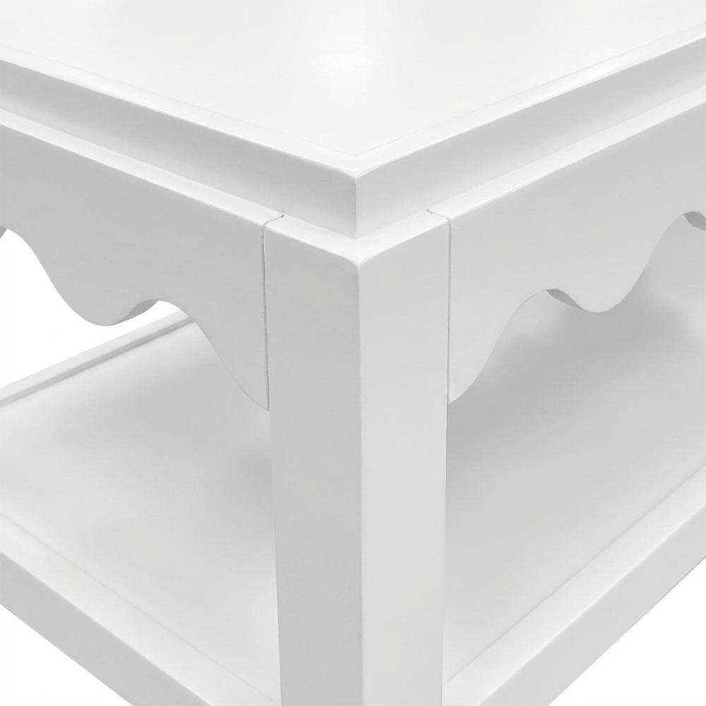 Rectangular Mango Wood Coffee Table with Lower Shelf in White Finish