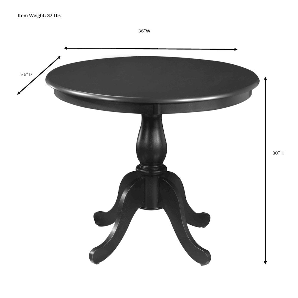 Fairview 36" Pedestal Dining Table with 4 Whitman Dining Chairs - Espresso