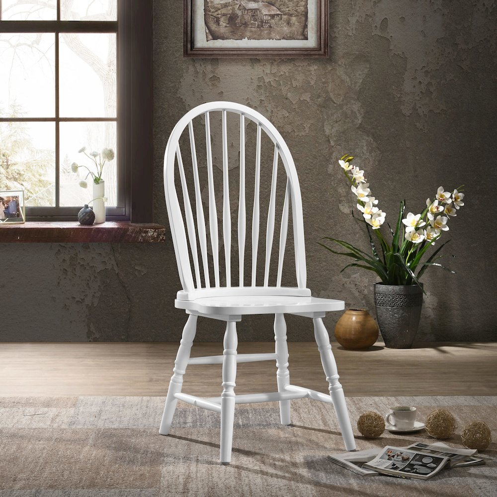Fairview 42" Pedestal Dining Table with 4 Windsor Dining Chairs - Pure White