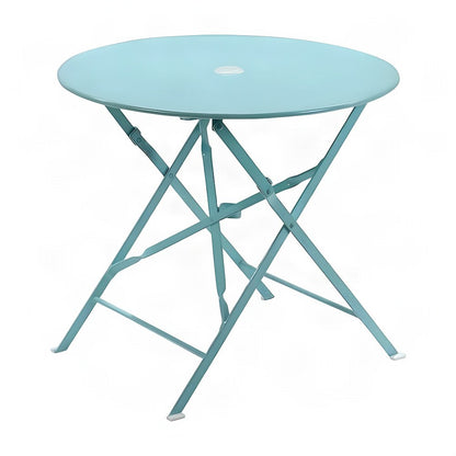Outdoor Escape Round Folding Bistro Table with Umbrella, Teal, 30 inch
